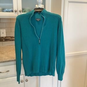 Eddie Bauer Women’s Large Green 1/2 Zip-Up Sweater Pullover